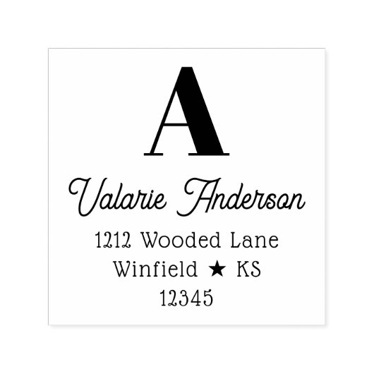 Chic stijl groot Initiaal retouradres Zelfinktende Stempel (Design)