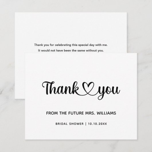 Chic Stijl Trendy Hart Bruidsmeisje Toekomstige Mr Bedankkaart (Voorkant / Achterkant)