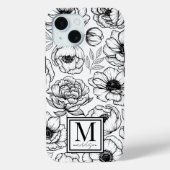 Chic Stijlvol Bloem Motief Initiaal Monogram Case-Mate iPhone Case (Achterkant)