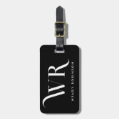 Chic Stijlvol Zwart Twee Monogram Initiaal Bagagelabel (Voorkant verticaal)