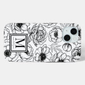 Chic Stijlvolle Bloemen Initiaal Monogram Case-Mate iPhone Case (Achterkant (horizontaal))