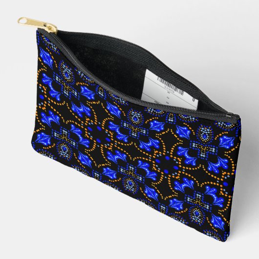 Chic Stijlvolle Girly Blue & Gold Dot Art Etui (Open)
