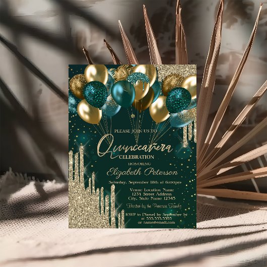 Chic stijlvolle Gold Glitter maakt ballonnen groen Kaart