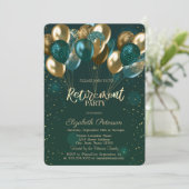 Chic Stijlvolle Gouden Groene Ballonnen Groene Pen Kaart (Staand voorkant)