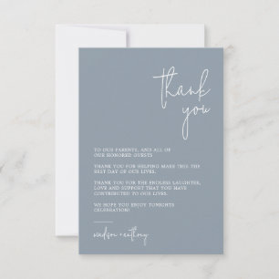 Chic Stijlvolle Moderne Dusty Blue Wedding Bedankkaart