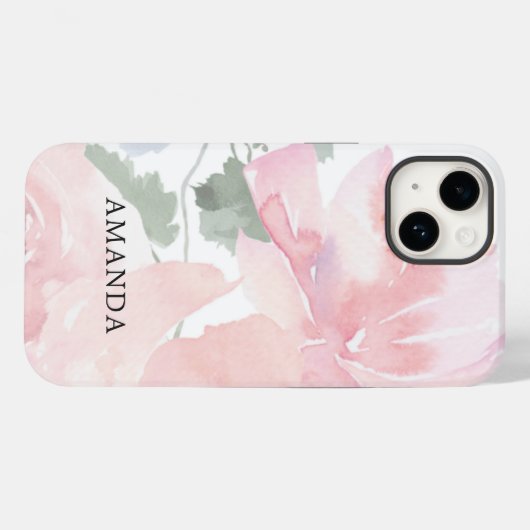 Chic Stijlvolle Roze Bloemen Case-Mate iPhone Case (Achterkant (horizontaal))