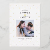 Chic Stippen FOLIE Moderne bruiloft sparen de Kaar Folie Uitnodiging (Voorkant)