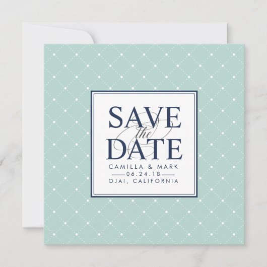 Chic-Stippen | Munt en marine sparen de Datum Save The Date (Voorkant)
