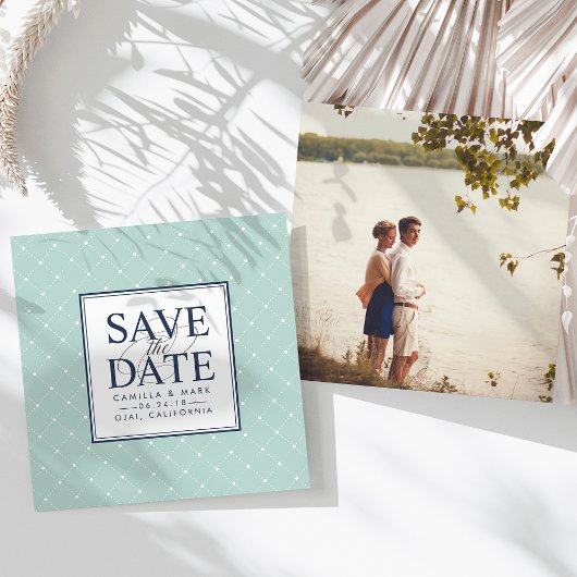 Chic-Stippen | Munt en marine sparen de Datum Save The Date