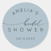 Chic Stof Blauw Bruidsfeest Ronde Sticker (Voorkant)