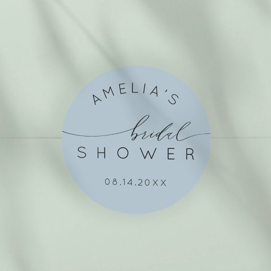 Chic Stof Blauw Bruidsfeest Ronde Sticker