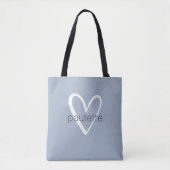 Chic Stof Blauw Hart Persoonlijk Tote Bag (Voorkant)