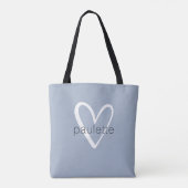 Chic Stof Blauw Hart Persoonlijk Tote Bag (Achterkant)