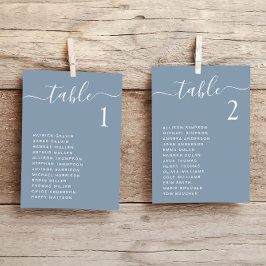 Chic Stof Blauw Trouwtafel Zitplaatskaart Kaart