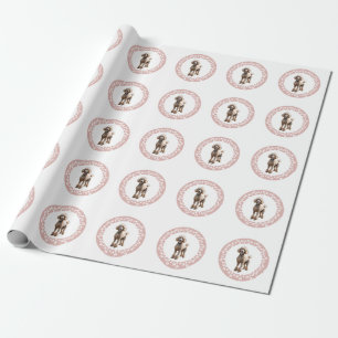 Chic Stof Roze Roze Aangepaste Foto van Huisdier K Cadeaupapier