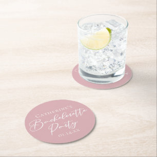 Chic Stof Roze Roze Bachelorette Feest Custom Ronde Kartonnen Onderzetter
