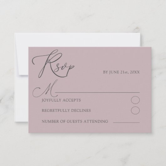 Chic Stof Roze RSVP Typografie Bruiloft (Voorkant)