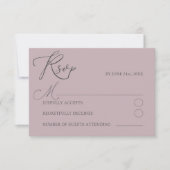 Chic Stof Roze RSVP Typografie Bruiloft Kaartje (Voorkant)