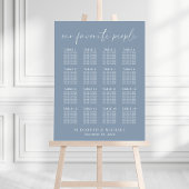 Chic Stofblauw 16 Tafel Trouw Stoelen Chart Poster