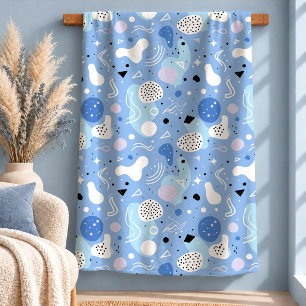 Chic Stofblauw Abstracte Vormen Knusse Deken Kunst