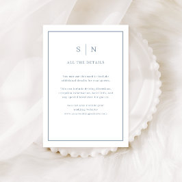 Chic Stofblauw Rand | Details bruiloftsgasten Informatiekaartje