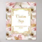 Chic stoffige roze bloemen en gouden bruiloft 8x10 poster (Voorkant)