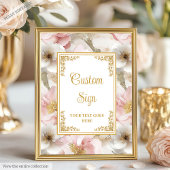 Chic stoffige roze bloemen en gouden bruiloft 8x10 poster