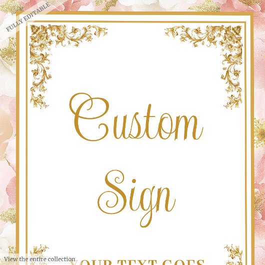Chic stoffige roze bloemen en gouden bruiloft 8x10 poster
