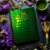 Chic stralende iriserende groene faux krokodil planner