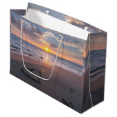 Chic strand zonsondergang hart in zand groot cadeauzakje (Voorkant Gekanteld)