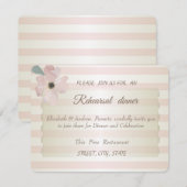 Chic Strepen Bloem, Oefenbruiloft Dinner Kaart (Voorkant / Achterkant)