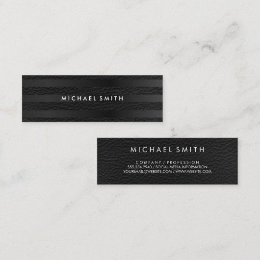 Chic Strepen Nep Leer Mini Visitekaartje (Voorkant / Achterkant)