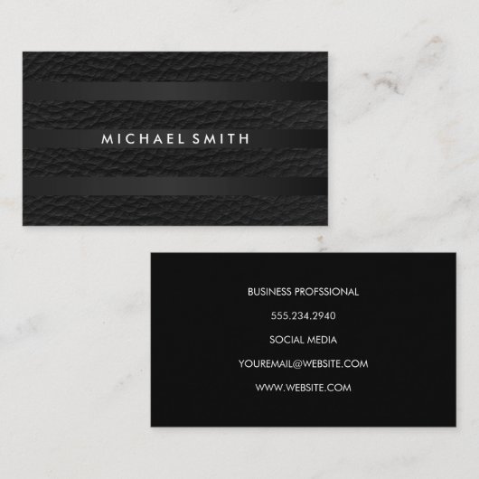 Chic Strepen Nep Leer Visitekaartje (Voorkant / Achterkant)