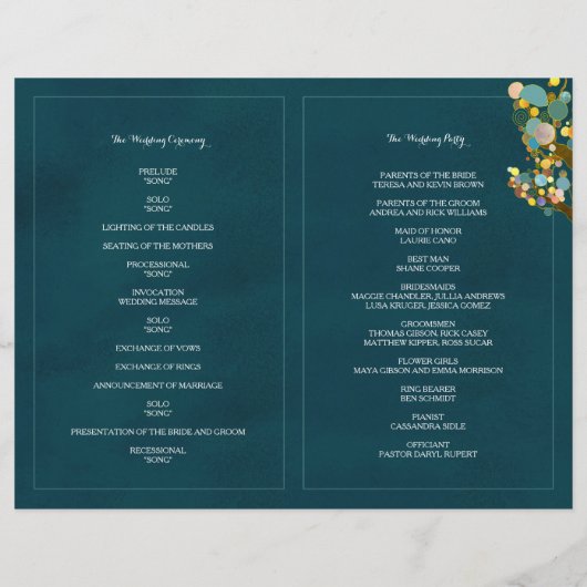 Chic String Lights Blauwgroen Wedding BiFold-progr (Achterkant)