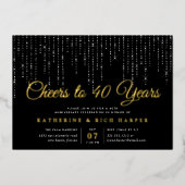 Chic String Lights elk jaar Jubileum Party Folie Uitnodiging (Voorkant)