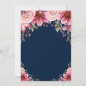 Chic String Lights Floral Navy Blue Vrijgezellenfe Kaart (Achterkant)