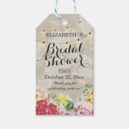 Chic String Lights Linen Floral Hartelijk dank Lab Cadeaulabel