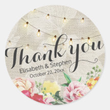 Chic String Lights Linen Floral Wedding Dank u