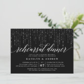Chic String Lights Rehearsal Dinner Invitation Kaart (Staand voorkant)