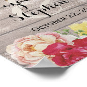 Chic String Lights Rustic Wood Floral Wedding Sign Poster (Hoek)