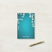 Chic String Lights Turquoise Blue Glitter Sparkle Post-it® Notes (Op bureau)