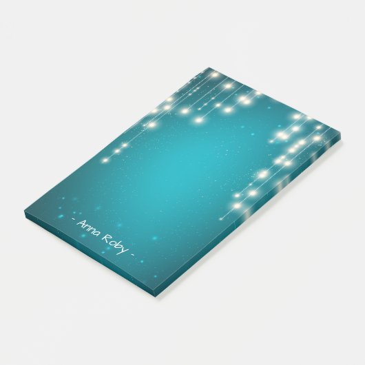 Chic String Lights Turquoise Blue Glitter Sparkle Post-it® Notes (Schuin)