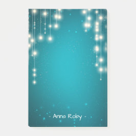 Chic String Lights Turquoise Blue Glitter Sparkle Post-it® Notes