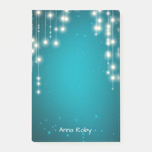 Chic String Lights Turquoise Blue Glitter Sparkle Post-it® Notes (Voorkant)