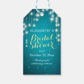 Chic String Lights Turquoise Glitter Vrijgezellenf Cadeaulabel (Achterkant)