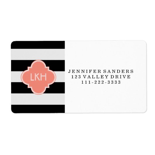 Chic Stripe en drie monogram Etiket (Voorkant)