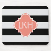 Chic Stripe en drie monogram Muismat (Voorkant)