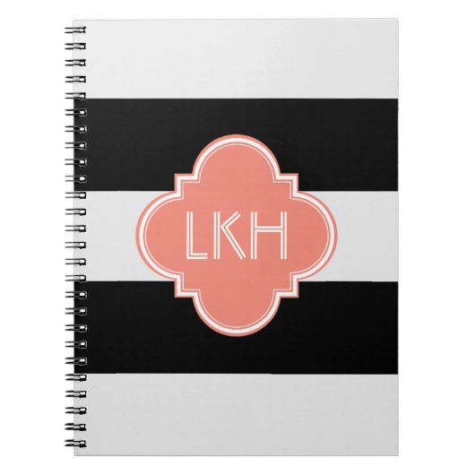 Chic Stripe en drie monogram Notitieboek (Voorkant)