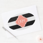 Chic Stripe en drie monogram Ovale Sticker (Envelop)