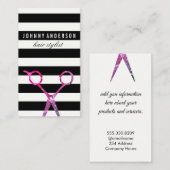 Chic Stripe Pattern Grunge Scissors / Variatie Visitekaartje (Voorkant / Achterkant)